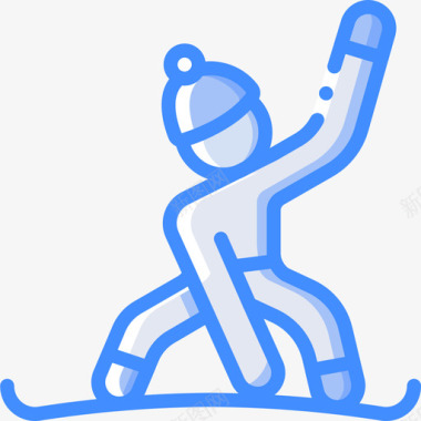 滑雪板冬季运动29蓝色图标图标