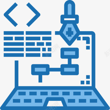 电脑标志笔记本电脑网页和开发28蓝色图标图标