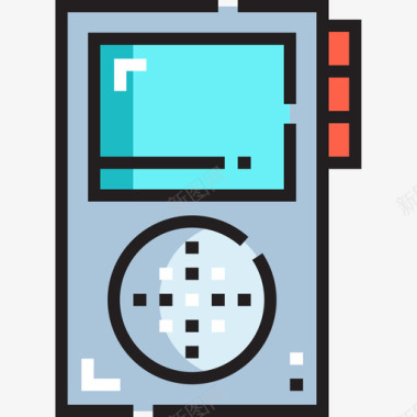 录音机新闻24线性彩色图标图标