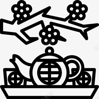 传统狮子茶壶杯子饮料图标图标