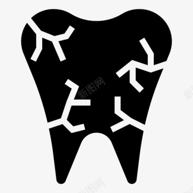 黑白器官牙齿龋齿牙医图标图标