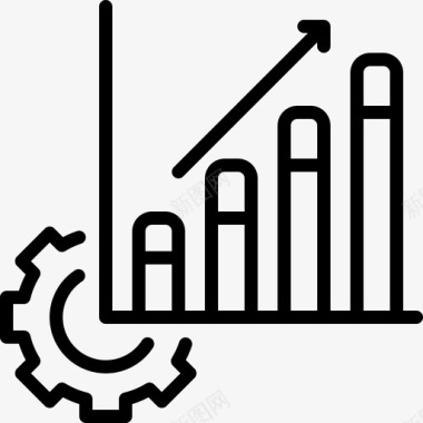 柱状图和齿轮数据增长图标图标
