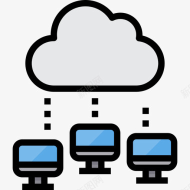 网络4k云计算机网络4线颜色图标图标