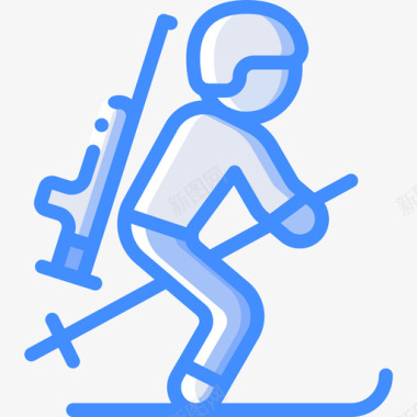 两项全能运动员冬季运动29蓝色图标图标