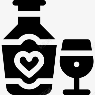 葡萄酒情人节52充满图标图标