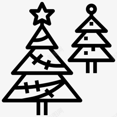 圣诞树装饰森林图标图标