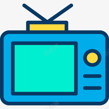 电视专卖电视通信135线性彩色图标图标
