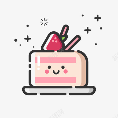 甜品mbe风格_草莓蛋糕图标