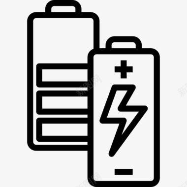 电池重工业和电力工业线性图标图标