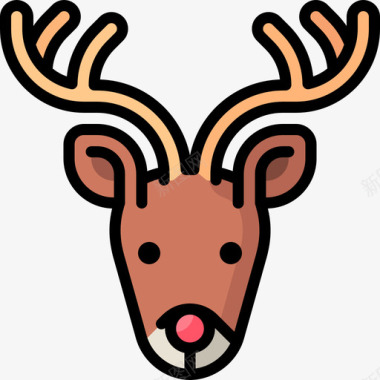 鹿圣诞202线形颜色图标图标