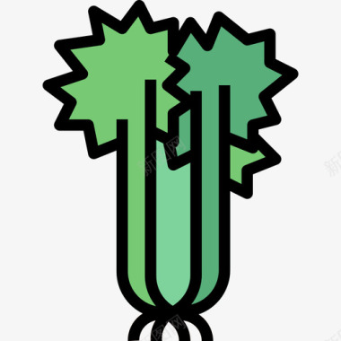 芹菜草本植物2线形颜色图标图标