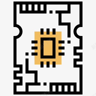 电路机器人工程3黄色阴影图标图标