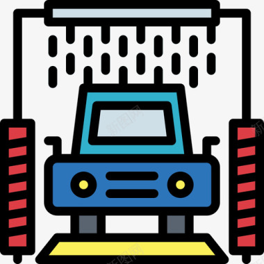 洗车汽车服务29线性颜色图标图标