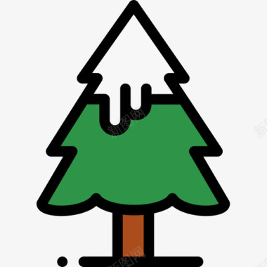 松树冬季56线形颜色图标图标
