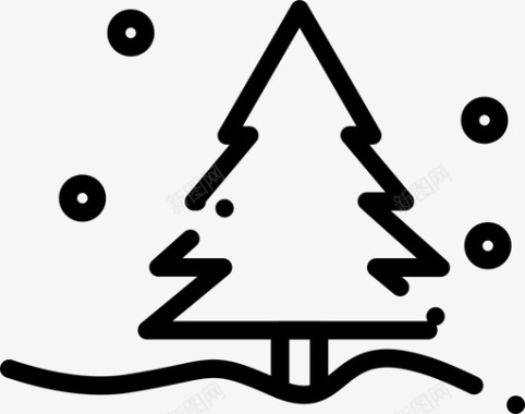 松树圣诞树松树降雪图标图标