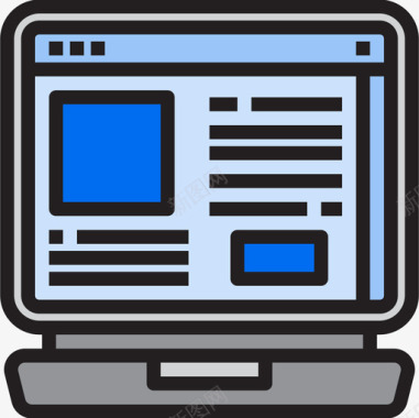 网站笔记本电脑浏览器3线性颜色图标图标