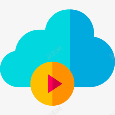 云计算云计算音频和视频版本2平面图标图标