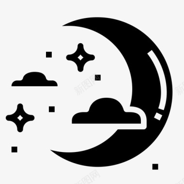 灯星星月亮半月夜晚图标图标