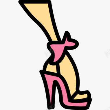 高跟鞋时尚4线性颜色图标图标