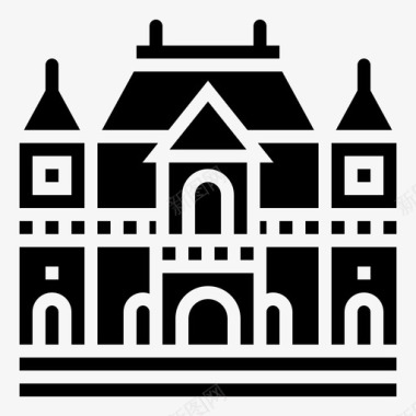 欧美建筑背景罗丹博物馆建筑博物馆图标图标
