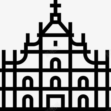 性图标澳门圣保罗大教堂亚洲地标性建筑图标图标