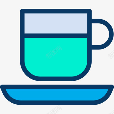 购物咖啡杯购物117线性颜色图标图标