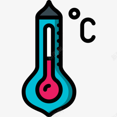 科技发明温度计发明4线性颜色图标图标