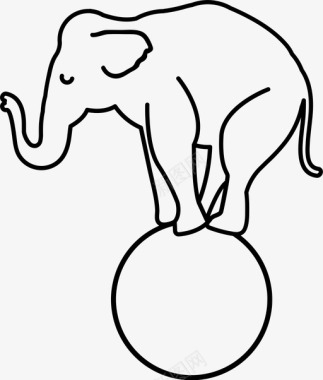 大象在球上马戏团娱乐图标图标
