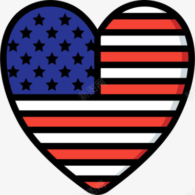 心脏美国5线性颜色图标图标