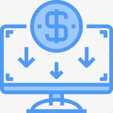 金融卡通蓝色电脑金融货币5蓝色图标图标