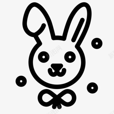 兔子复活节快乐的伊斯特堡线图标图标