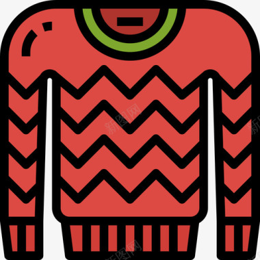 毛衣圣诞191线性颜色图标图标