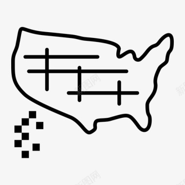 地图美国使用普通线图标图标