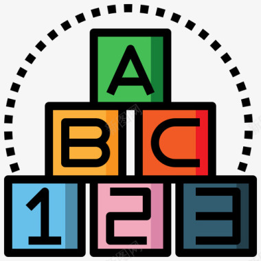 Abc婴儿64岁线性颜色图标图标