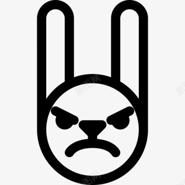 愤怒的兔子表情符号动物表情符号图标图标