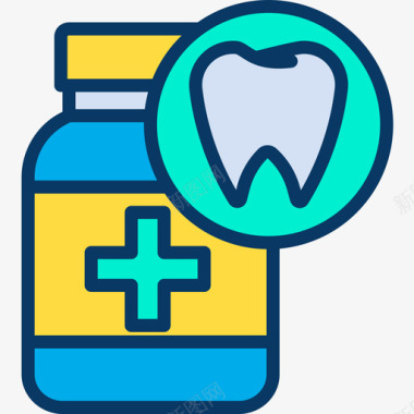 瓶墨水药丸瓶牙科17线性颜色图标图标
