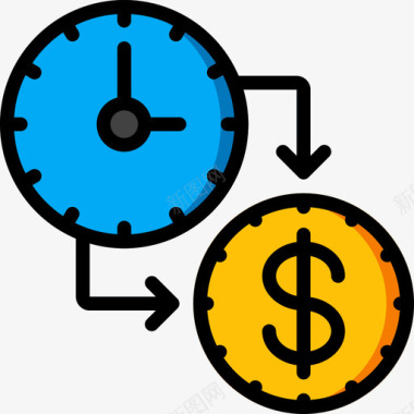 倒带时间时间就是金钱时间管理33线性颜色图标图标