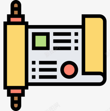 卷轴留言板卷轴中世纪32线性颜色图标图标