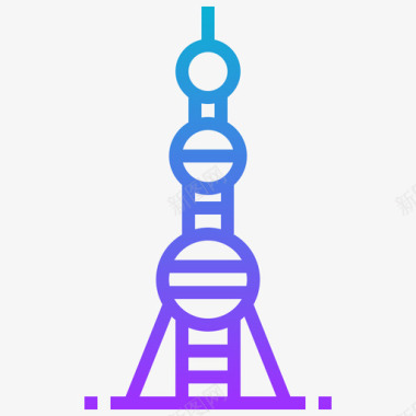 东方明珠装饰画东方明珠塔中国符号梯度图标图标