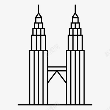 马来西亚国家石油公司双子塔东盟大厦马来西亚著名地标图标图标