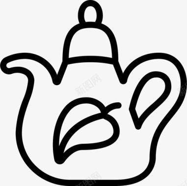 茶壶植物性线性图标图标