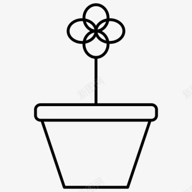 盆花盆栽图标图标