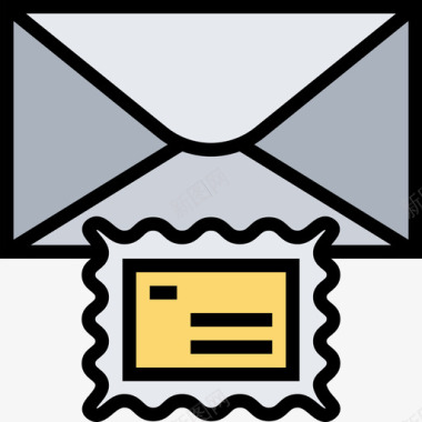 邮票邮政要素4线颜色图标图标