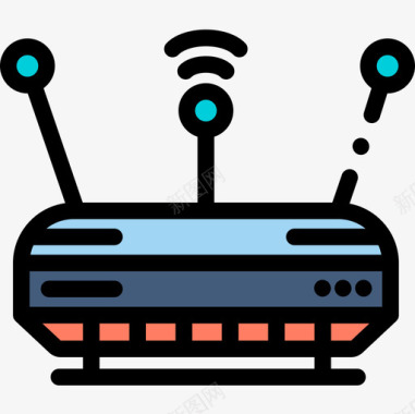 WiFi无线连接Wifi电子设备45线性彩色图标图标