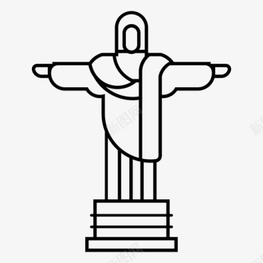 里约矢量经典地标救世主基督著名的巴西里约热内卢地标图标图标