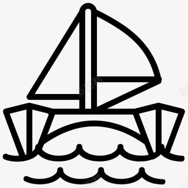 双体船船帆图标图标