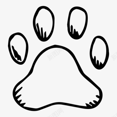 动物足迹爪印素描图标图标