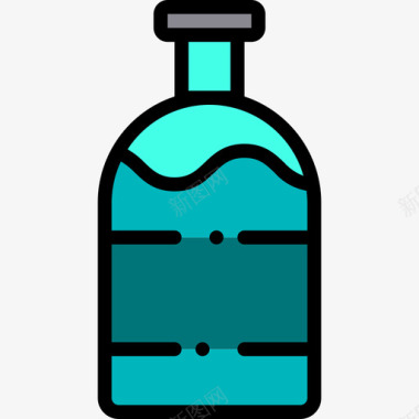 瓶子饮料和饮料5线性颜色图标图标