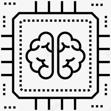 人工智能脑芯片脑处理器图标图标