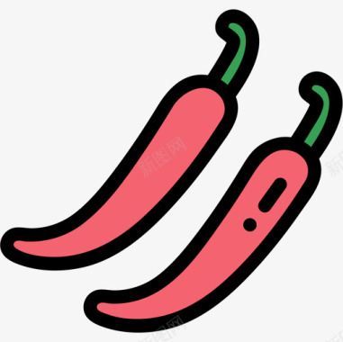 红辣椒水果和蔬菜23线形颜色图标图标